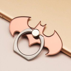 Universal Bat Metal Mobile Smart Phone Stand Ring Sticky Holder Finger-Rose gold